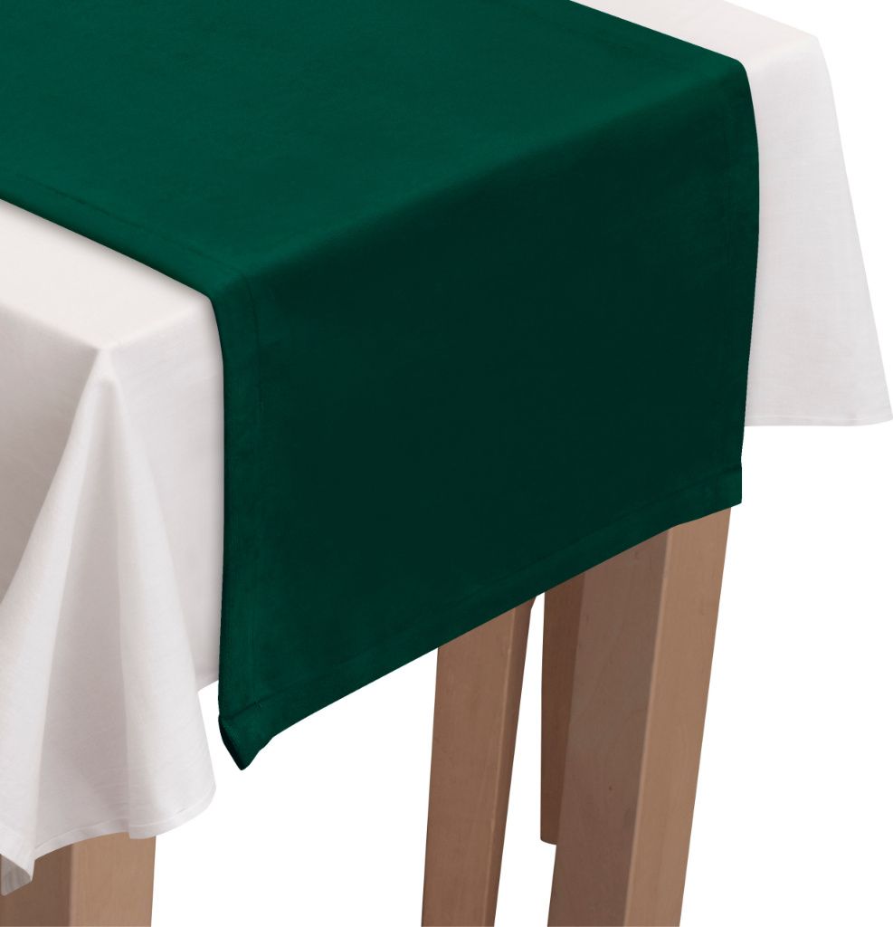 Tischläufer aus Velours 40 x 250 cm Dunkelgrün Grün