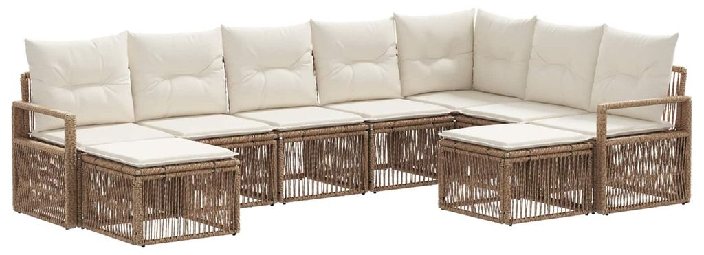 vidaXL Gartensofa-set 9 pcs Beige Poly-Rattan