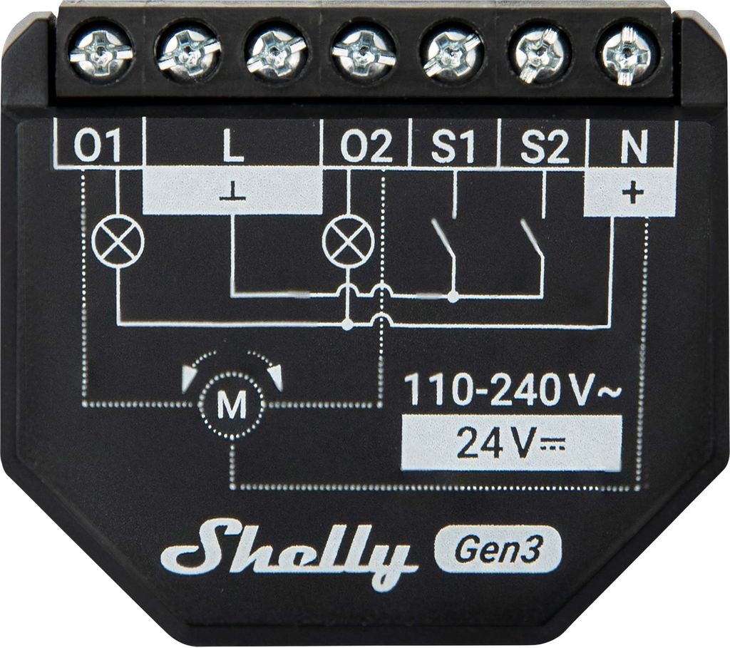 Shelly 2PM Gen3 - Relay Draadloze Jaloezieschakelaar| 2 Kanalen - 16 A| Wi-Fi En Bluetooth| Met Vermogensmeter| iOS| Android | App Bediening| Alexa| Google Home| Knxnet Compatibel