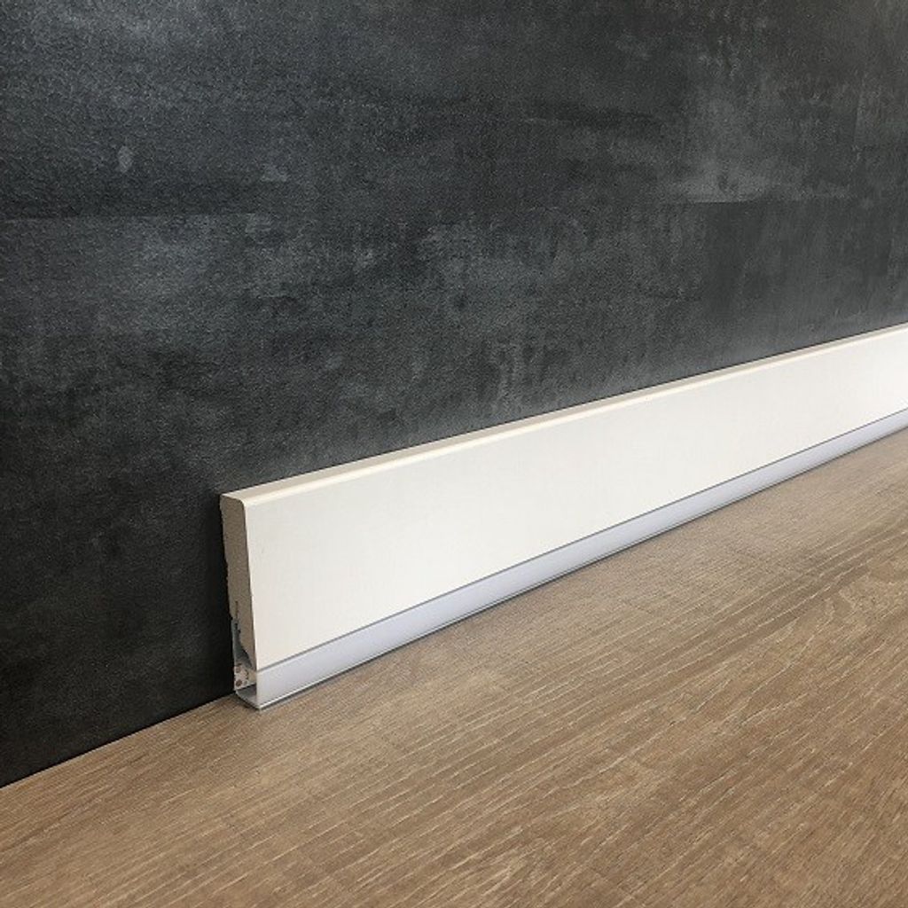 Licht - Sockelleiste / Licht - Fußleiste "Canelli" 16 x 70 mm weiß foliert