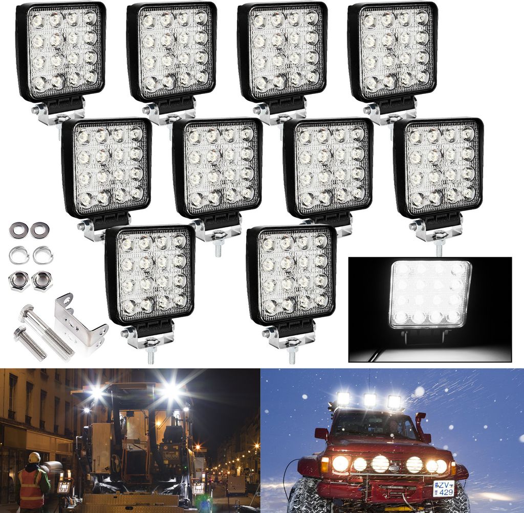 TolleTour LED Arbeitsscheinwerfer 48W LED Scheinwerfer Rechteck IP67 Wasserdicht 12V 24V für LKW,Offroad, SUV, ATV,traktor Rückfahrscheinwerfer 1...