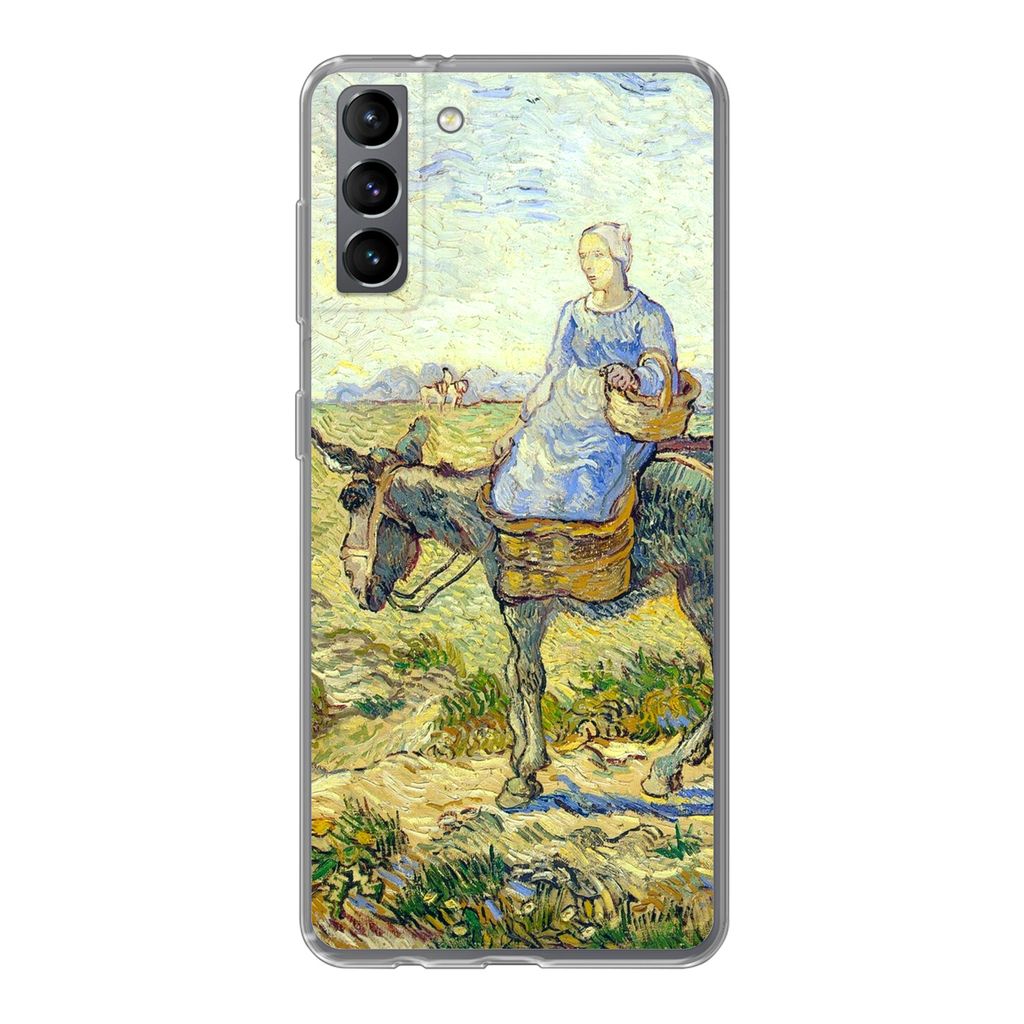 MuchoWow Handyhülle Schutzhülle Hülle für Samsung Galaxy S21 Plus Bauernpaar geht zur Arbeit - Vincent van Gogh Silikon Softcase Handy Hülle...