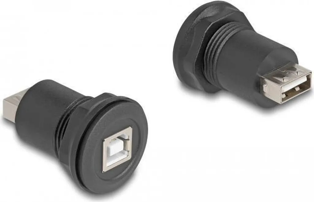 Embase USB 2.0 Type-B vers Type-A Encastrable Delock Noir Haute Qualité