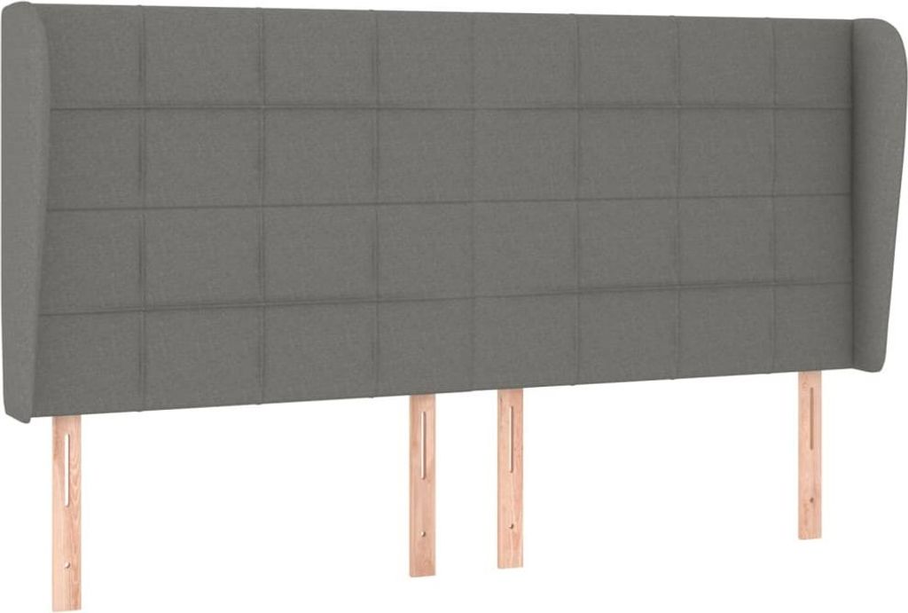 vidaXL Kopfteil mit Ohren Dunkelgrau 203x23x118/128 cm Stoff