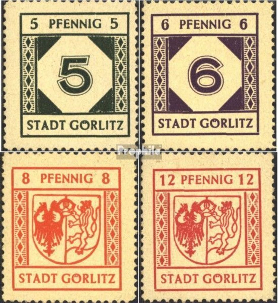 Briefmarken Görlitz 1945 Mi 13-16 (kompl.Ausg.) postfrisch Ziffer und Wappen