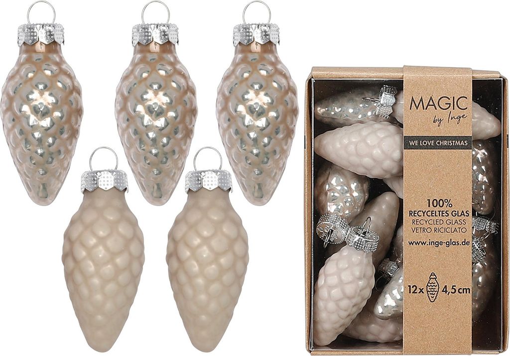 Christbaumschmuck Zapfen 4,5cm Glas 12 Stück - Fine Produktbild 