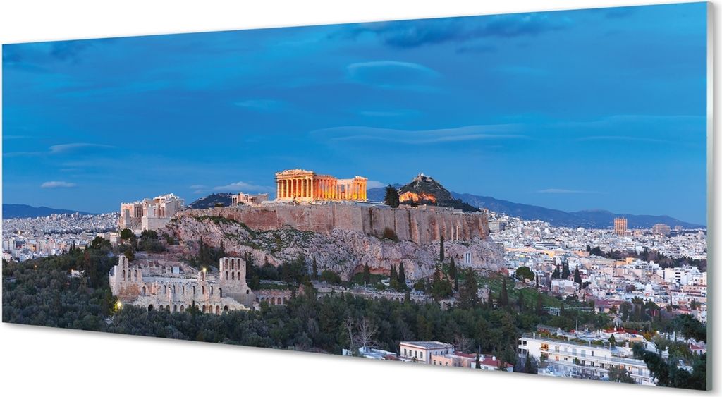 Glasbilder 125x50 Wandkunst Griechenland Panorama von Athen