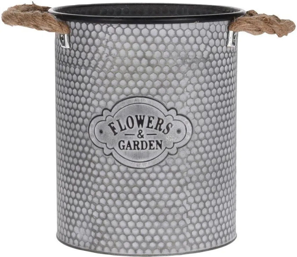 Jardinière ronde en métal et cordage lot de 3 pots de fleurs extérieurs