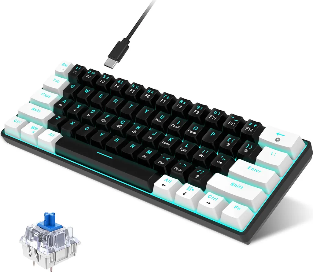 Clavier Gaming Mécanique 60% RGB V900 Switch Bleu Haute Performance