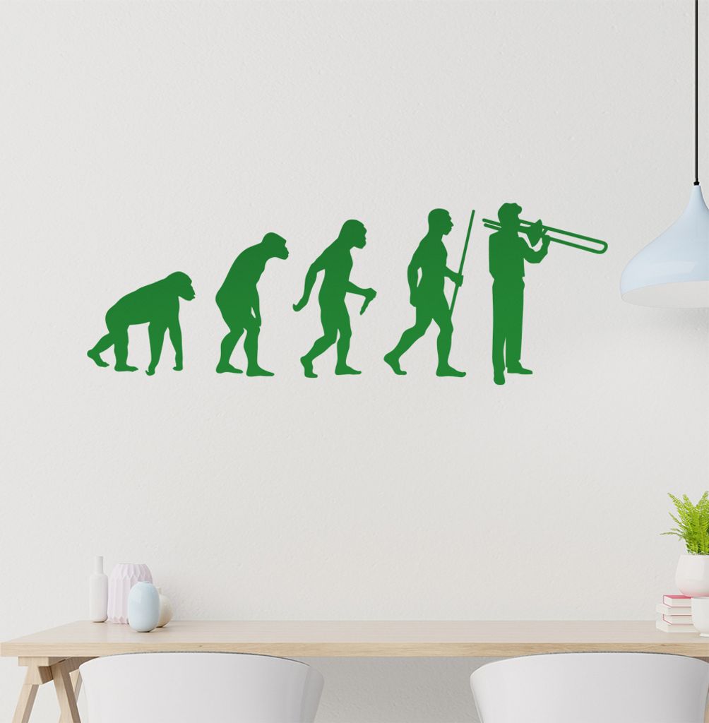 Posaune Trompete Evolution Wandtattoo Wandaufkleber Wall Sticker - Dekoration, Küche, Wohnzimmer, Schlafzimmer, Badezimmer