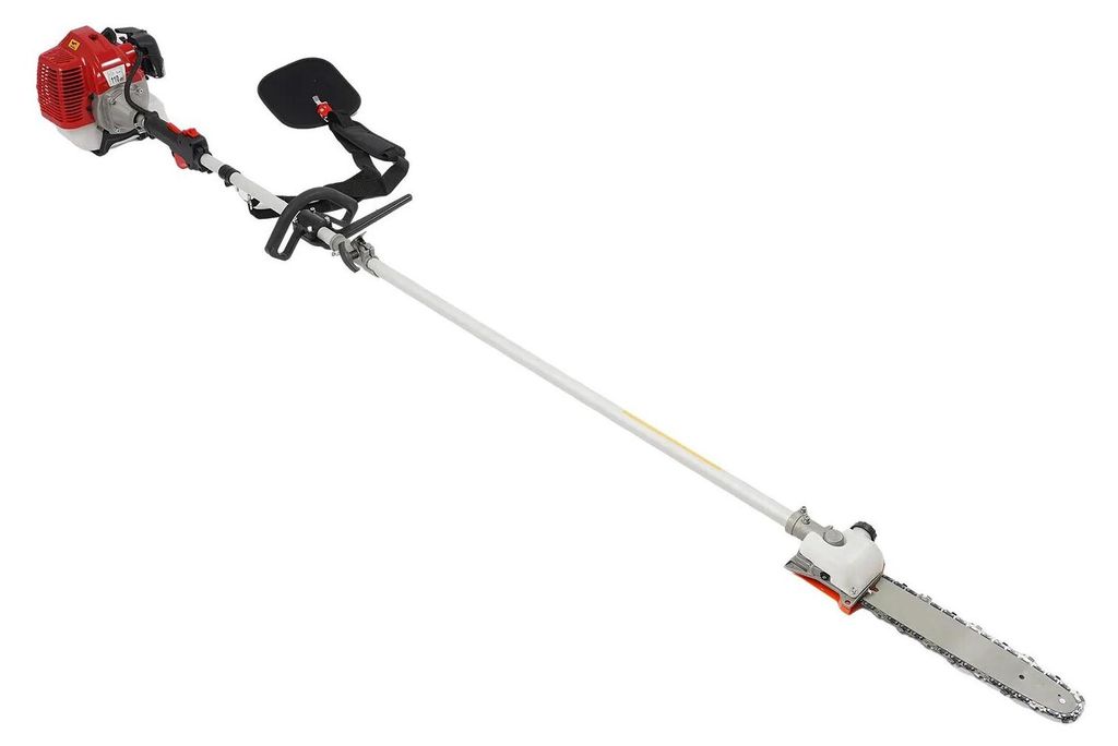 Teleskop-Kettensäge Hochentaster - 43 cm³ 2-Takt Benzinmotor - Für Arboristen & Forst - Gewerbliche Baumpflege - Rot