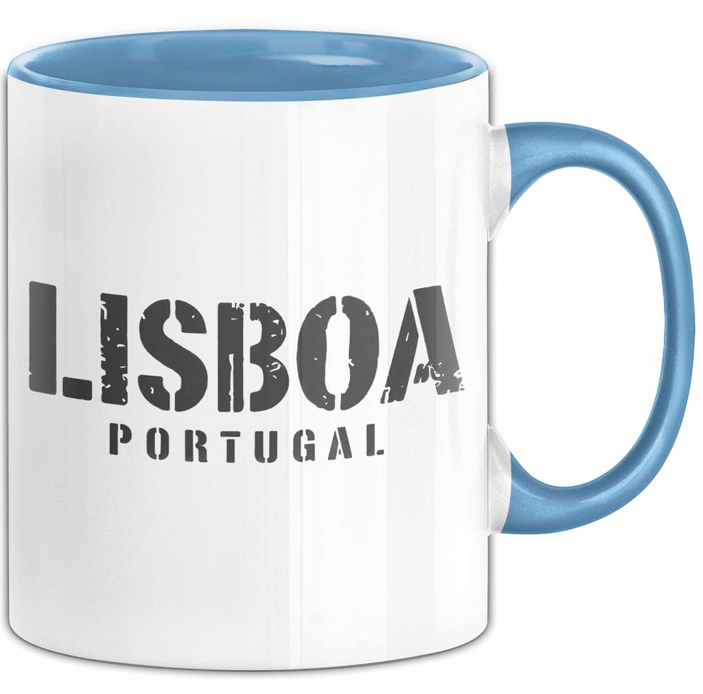 Lissabon Portugal Tasse Geschenk Lustige Geschenkidee Spruch (Blau)