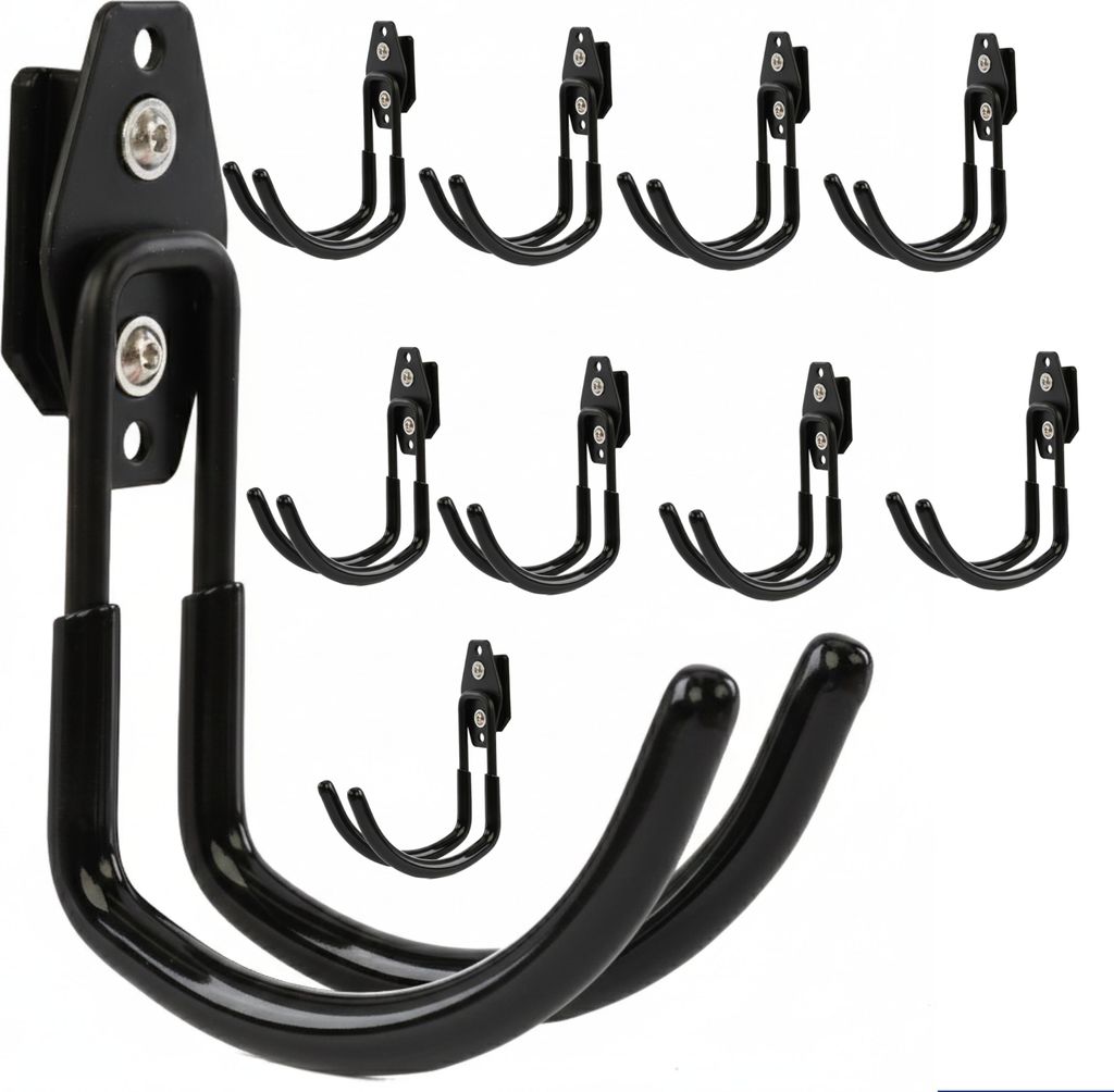 Set 10 Stck. Werkzeughaken von BOTLE für Qbrick Koffer-System für Werkzeuge, U-förmig 11 cm, stabil mit PVC-Ummantelung, für Garage, Schuppen, ...