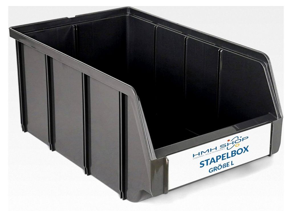 32 Stapelboxen Größe L für Werkstatt, Garage und Keller, Sichtlagerboxen 335x209x152mm, ANTHRAZIT