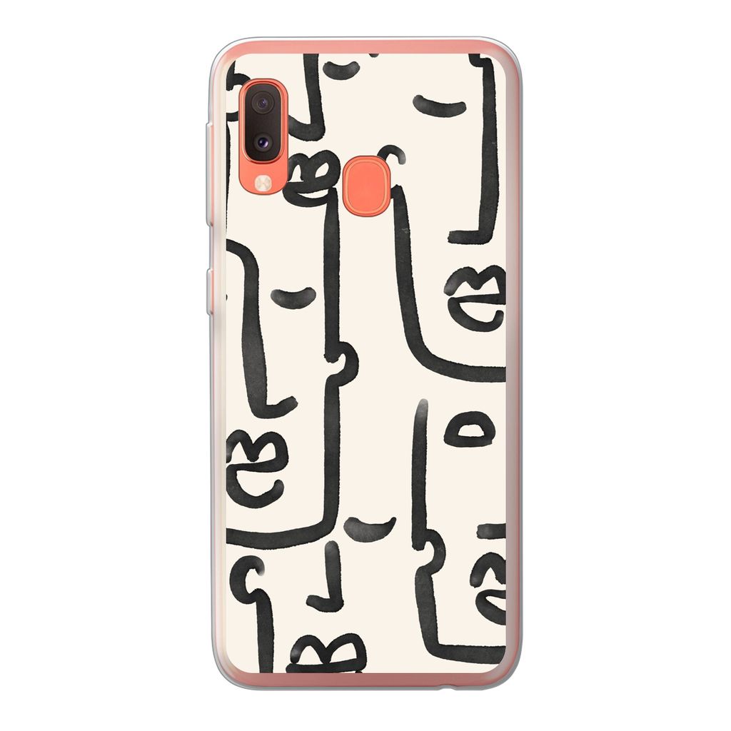 MuchoWow Handyhülle Schutzhülle Hülle für Samsung Galaxy A20e Muster - Abstrakt - Linienkunst Silikon Softcase Handy Hülle - Abdeckung