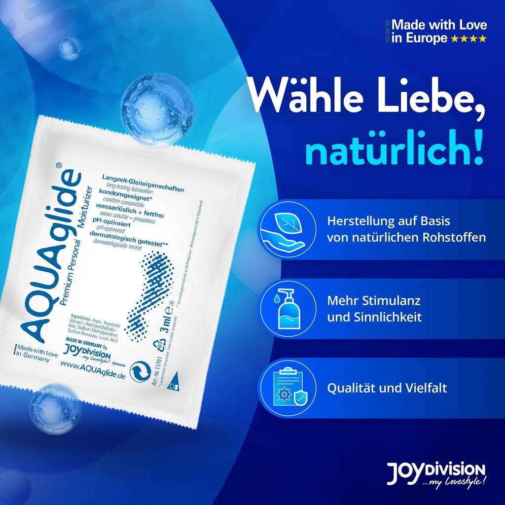 Kit 50x3ml JOYDIVISION AQUAglide Lubrificante Medico per Pelli Sensibili - 10