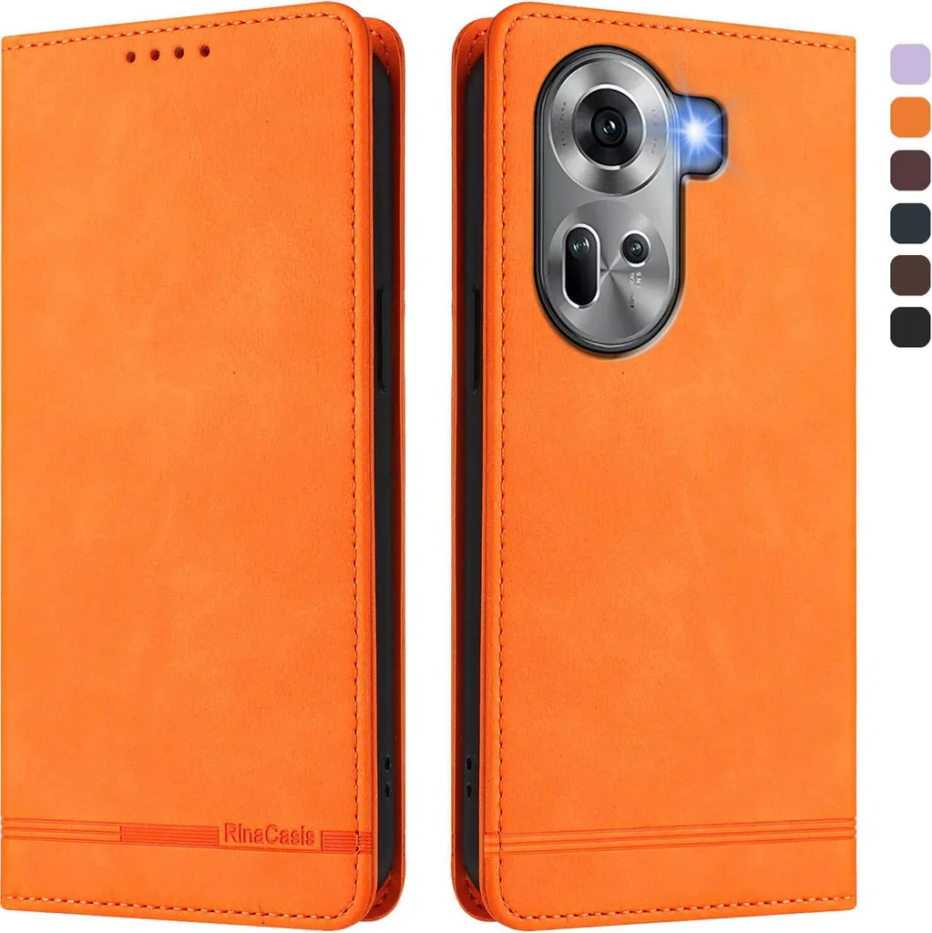 Custodia Oppo Reno11 5G Flip Orange: Colore e Sicurezza in Ecopelle