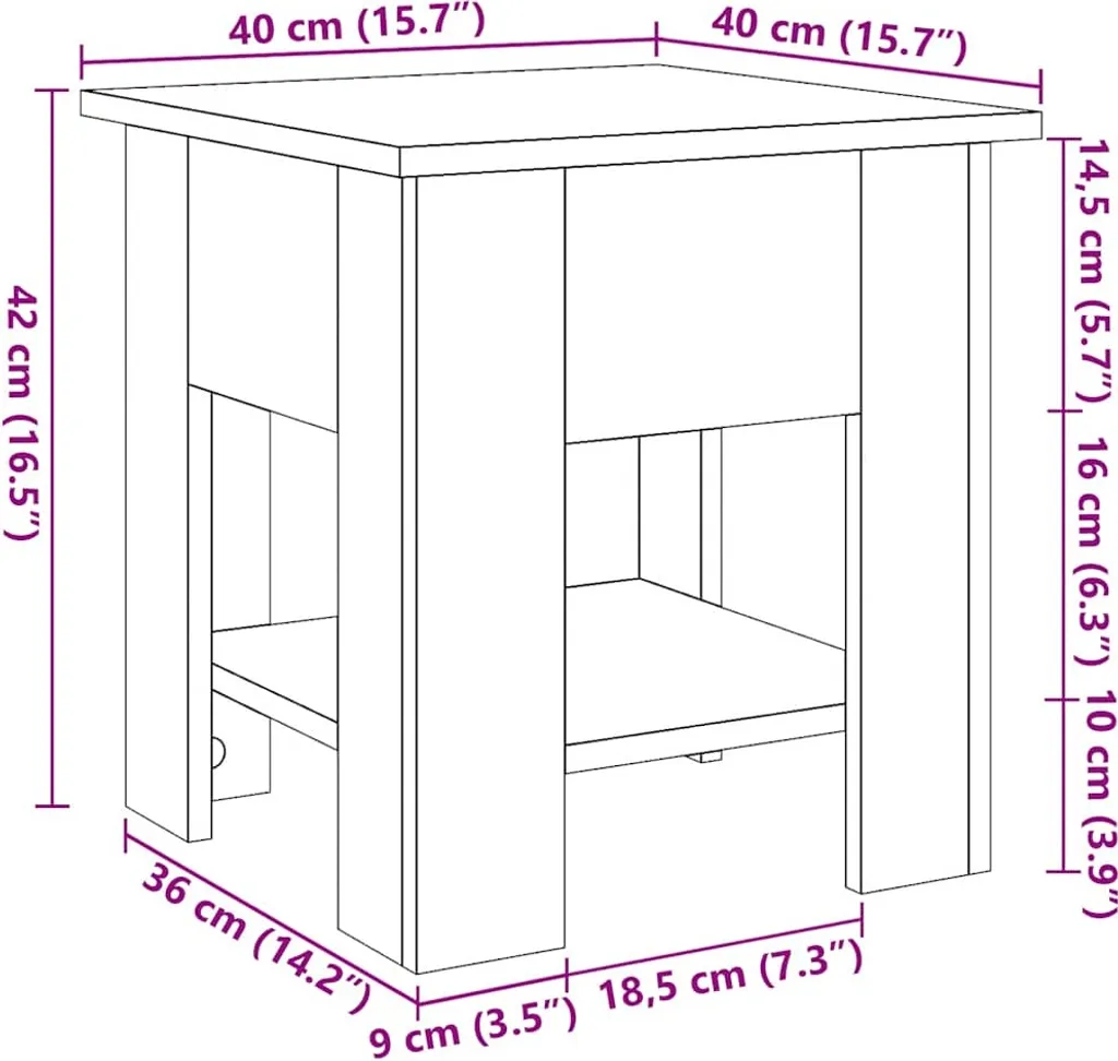 SYFAX™ Tavolino Salotto 40x40 - Calore del Legno Artigianale a Casa - 7