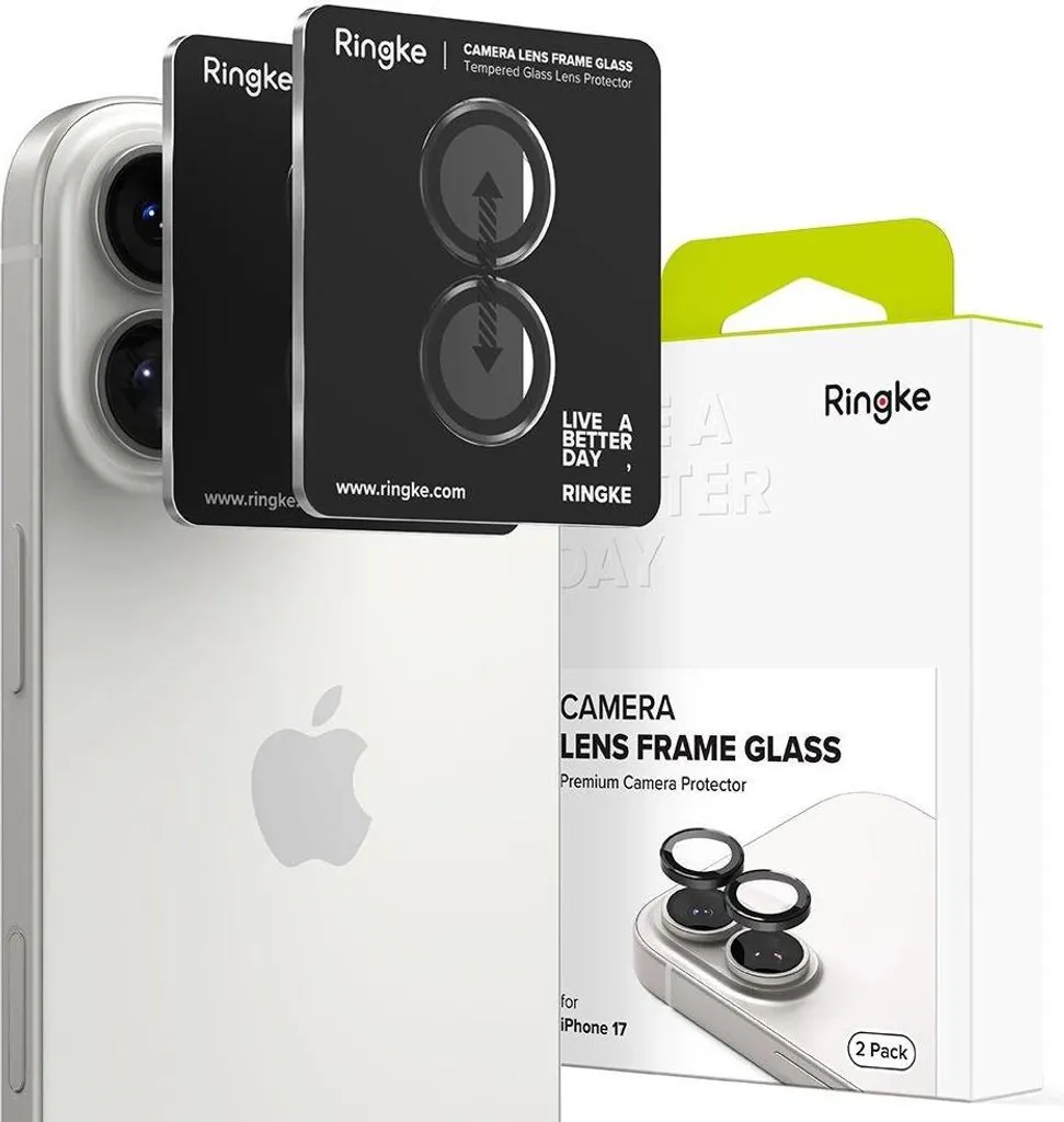 Offerta Ringke Protezione Fotocamera iPhone 17 Nero - 2-Pack Vetro 9H