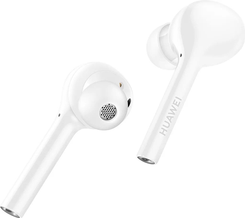 Écouteurs Bluetooth Huawei FreeBuds blancs avec boîtier nomade