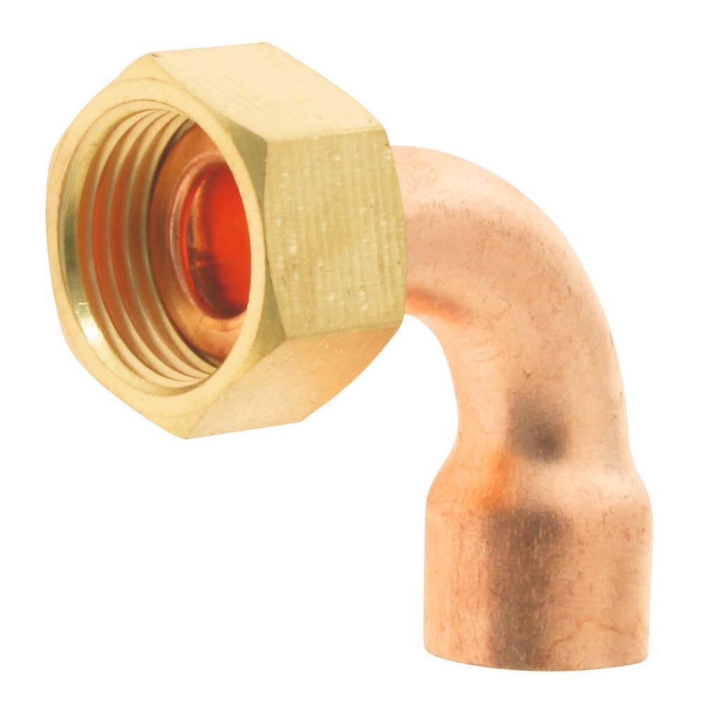 SOMATHERM FOR YOU – Gebogenes Kupfer-Schweißfitting für Kupferrohre Ø 12 – Drehmutter 12/17 – 2er-Pack