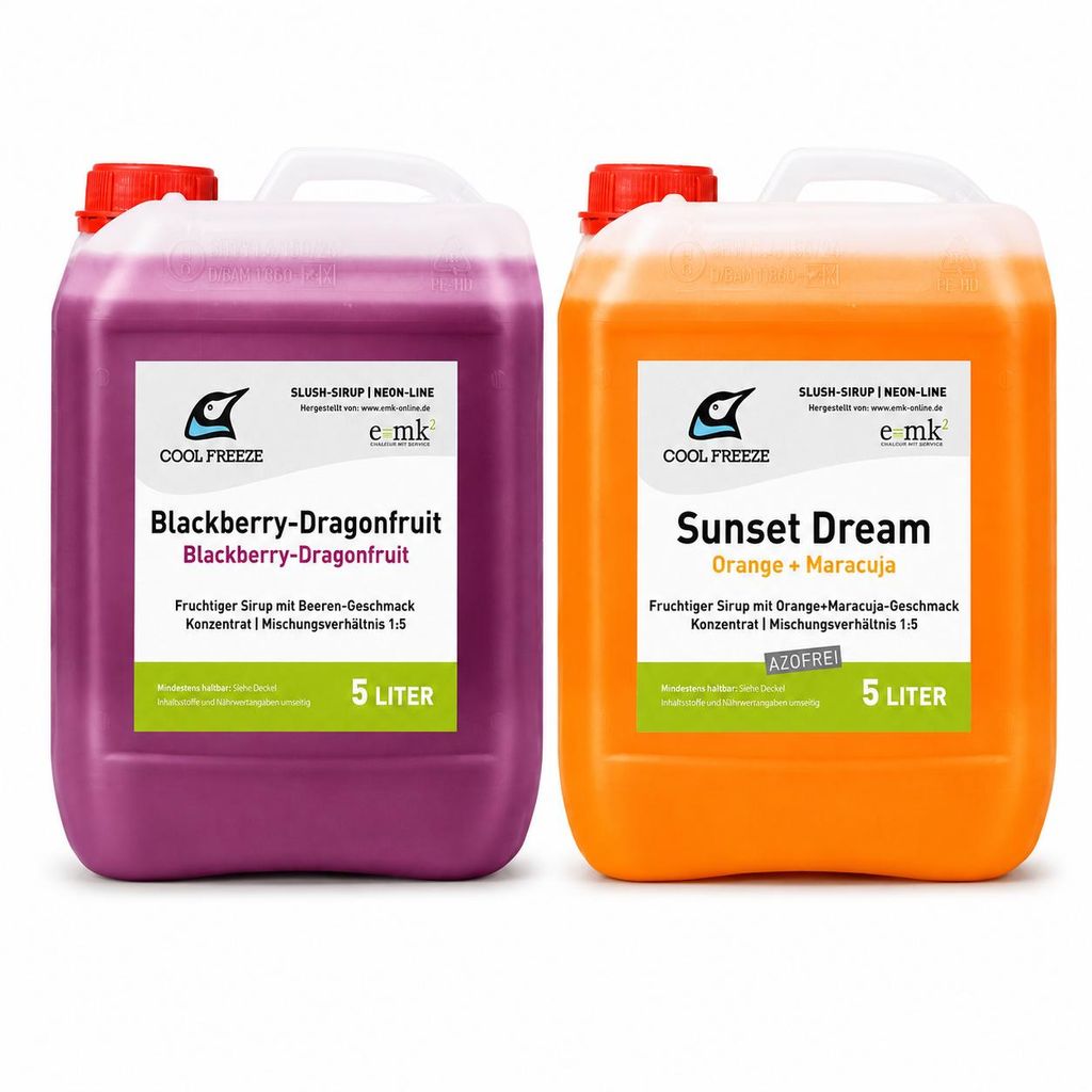 2 er Set Slush Eis Sirup | Drachenfrucht und Orange Produktbild  KI-generiertes Bild