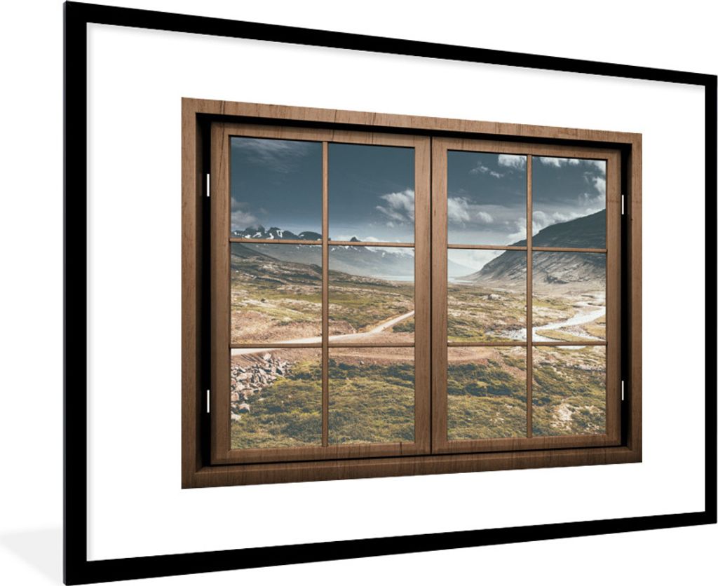 MuchoWow® MuchoWow® Gerahmtes Poster Aussicht - Berg - Weg Produktbild 