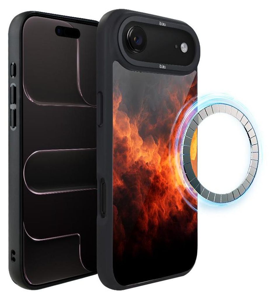 Schutzhülle für das iPhone Air, MagSafe-kompatibel, mattschwarze Seiten, Feuer, Glut, Flamme