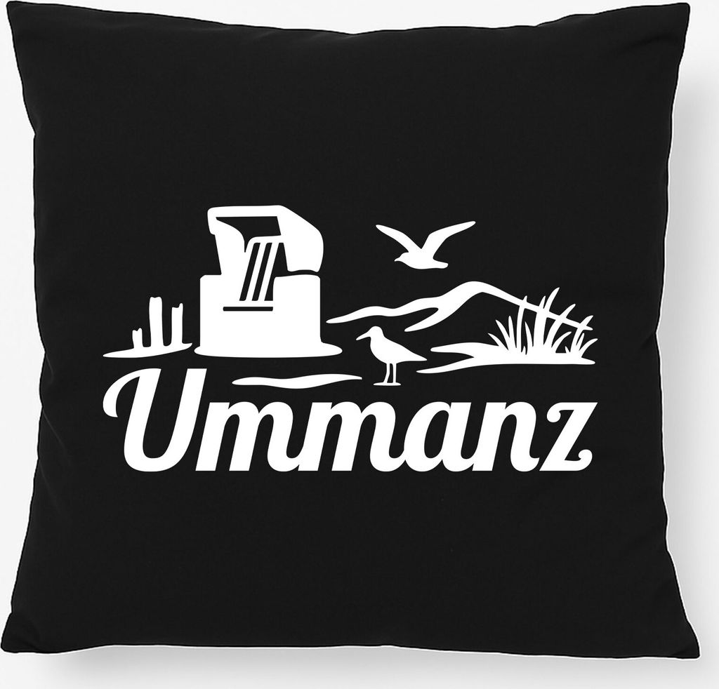 Huuraa Kissen Ummanz Strandmotiv 40x40cm mit Füllung Black Baumwolle Dekokissen Geschenkidee