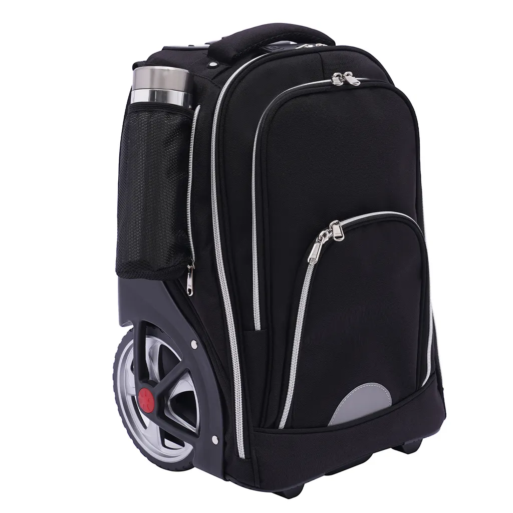 Sac à dos à roulettes informatique et bagage cabine noir polyvalent - 7