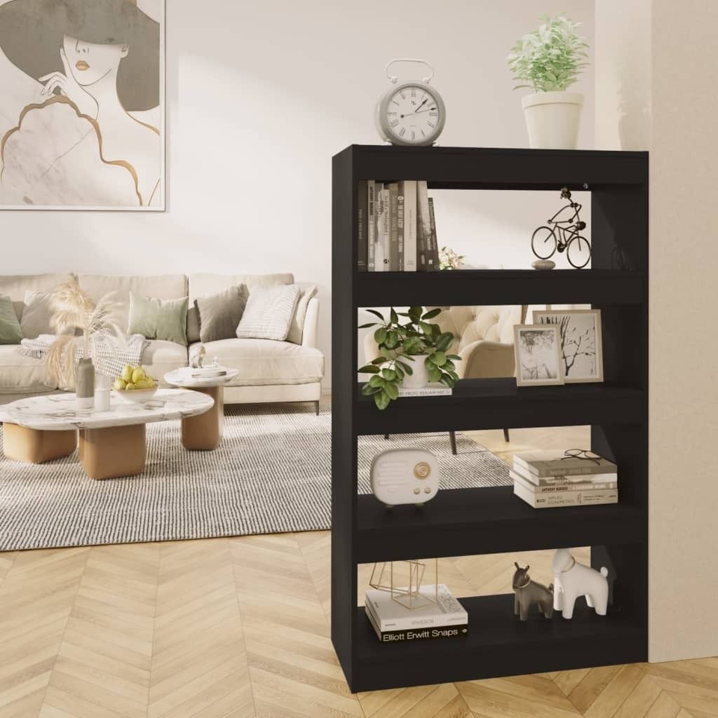The Living Store Bücherregal/Raumteiler Schwarz 80x30x135 cm Holzwerkstoff