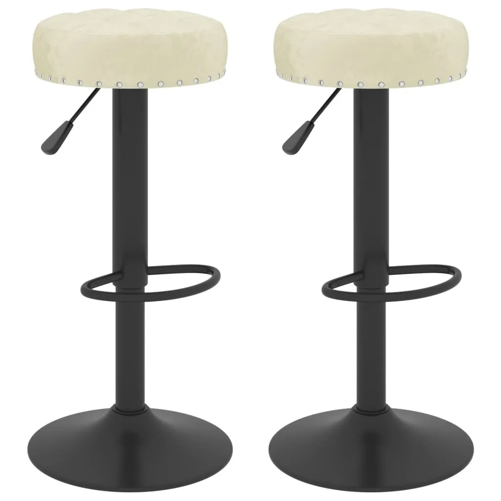 VidaXL Sgabello Bar Velluto Crema 2 pz - Seduta Girevole Regolabile