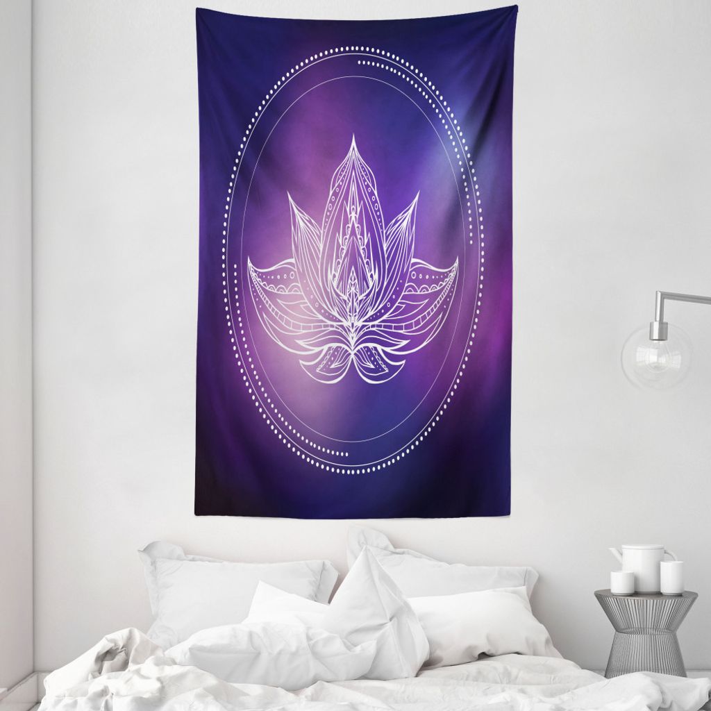 ABAKUHAUS Galaxy Mandala Wandteppich und Tagesdecke, Lotus Flower Raum aus Weiches Mikrofaser Stoff Waschbar ohne Verblassen Digitaldruck, 140 x 23...