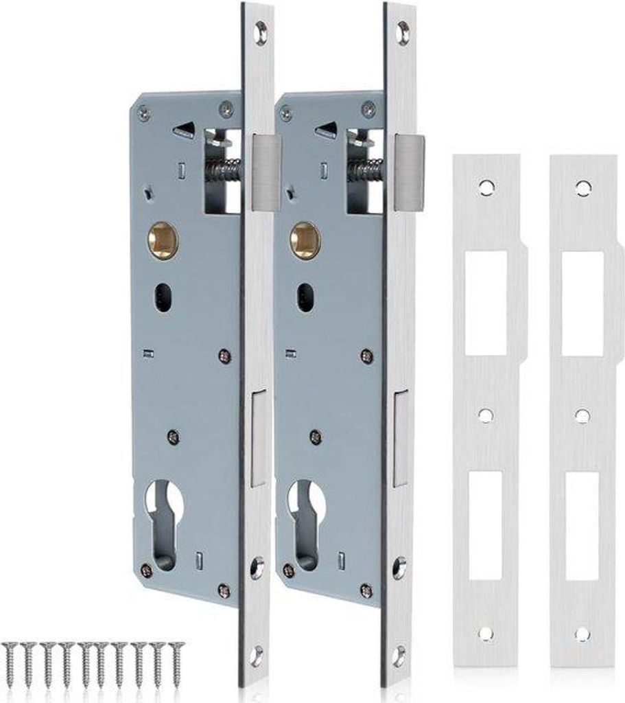 Roestvrij Staal Mortice-Schloss 92MM Zentrum 40MM Rücksetz Schlosskörper Satin-Nickel Rahmen Türschloss Für Innentüren und Außentüren - Set ...