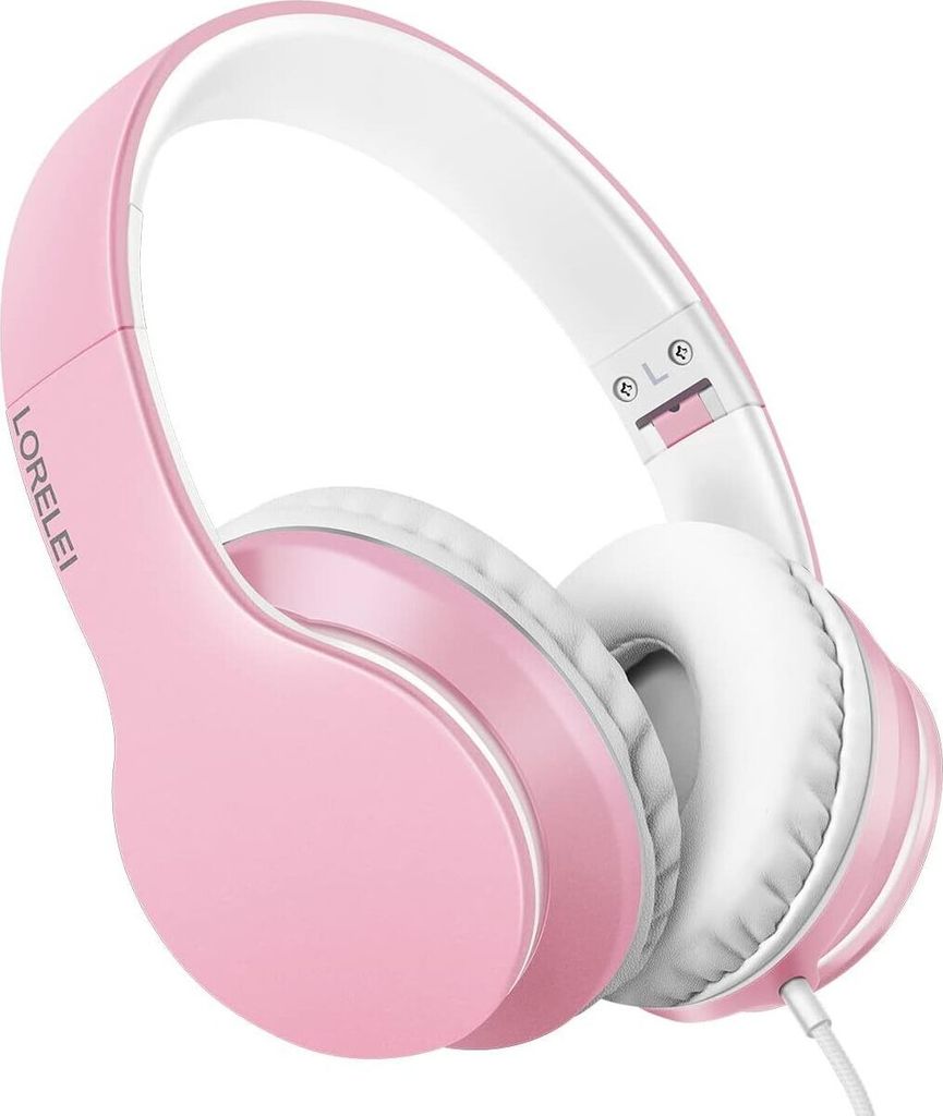 LORELEI X6 Over-Ear Headphones with Microphone,Lightweight Foldable Stereo Bass, 1.45M No-Tangle Wired,Portable Headphones for Smartphone Tablet MP3/4