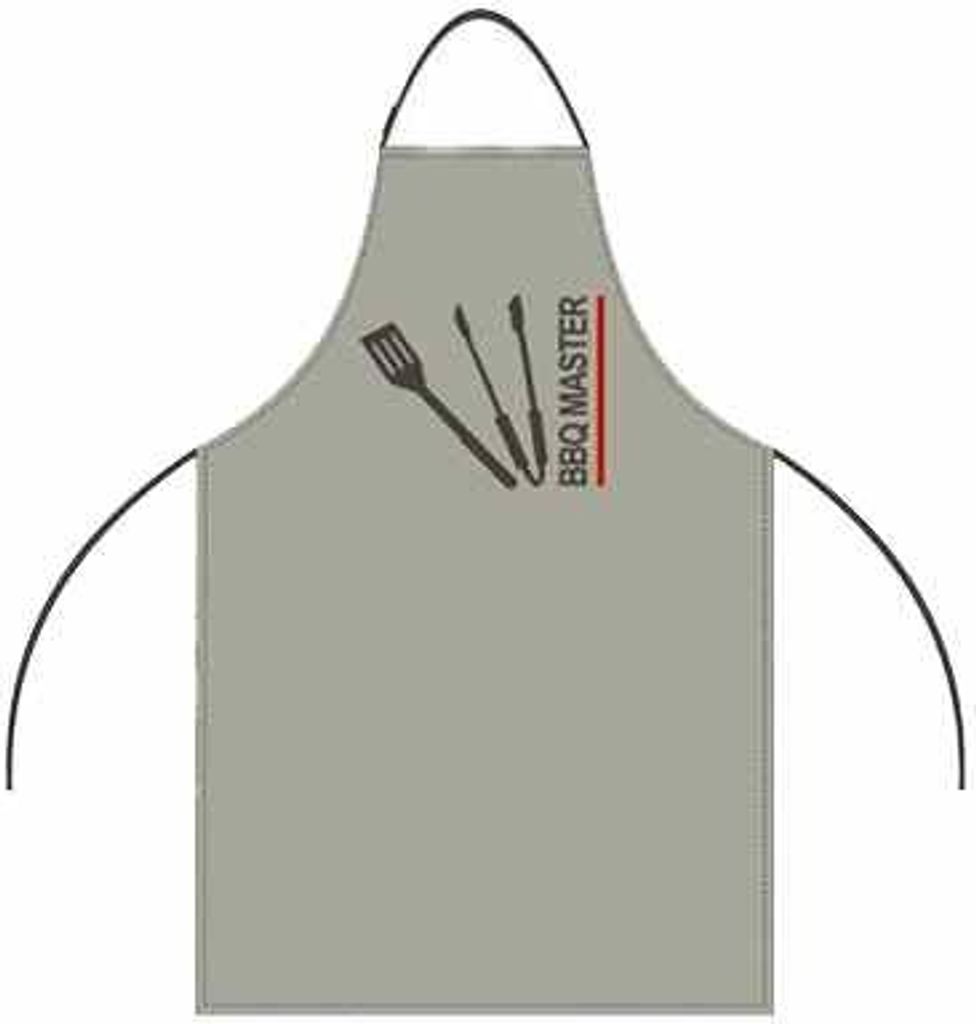 Schürze grau mit BBQ Masterdruck, Twill 80 % Polyester/20 % Baumwolle, 180 gsm,
