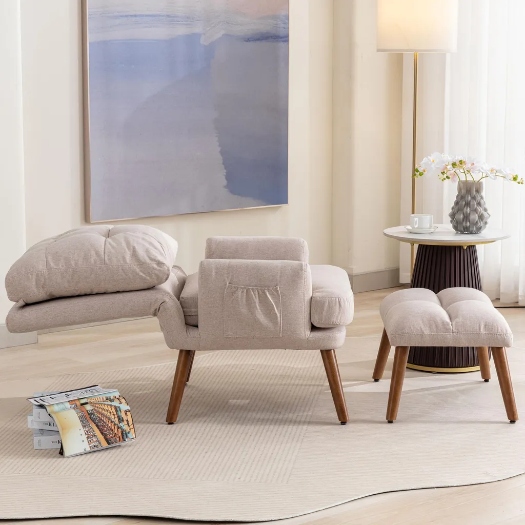 Fauteuil de relaxation avec tablette latérale et inclinaison modulable 5 positions