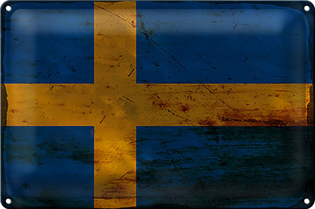 Blechschild Flagge Schweden 30x20cm Flag of Sweden Rost