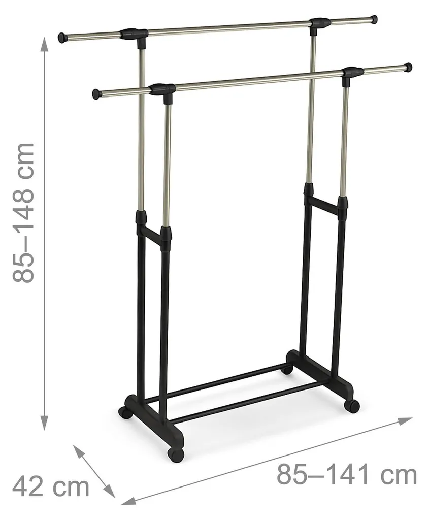 Porte-vêtements de dressing mobile avec double penderie extensible - 4
