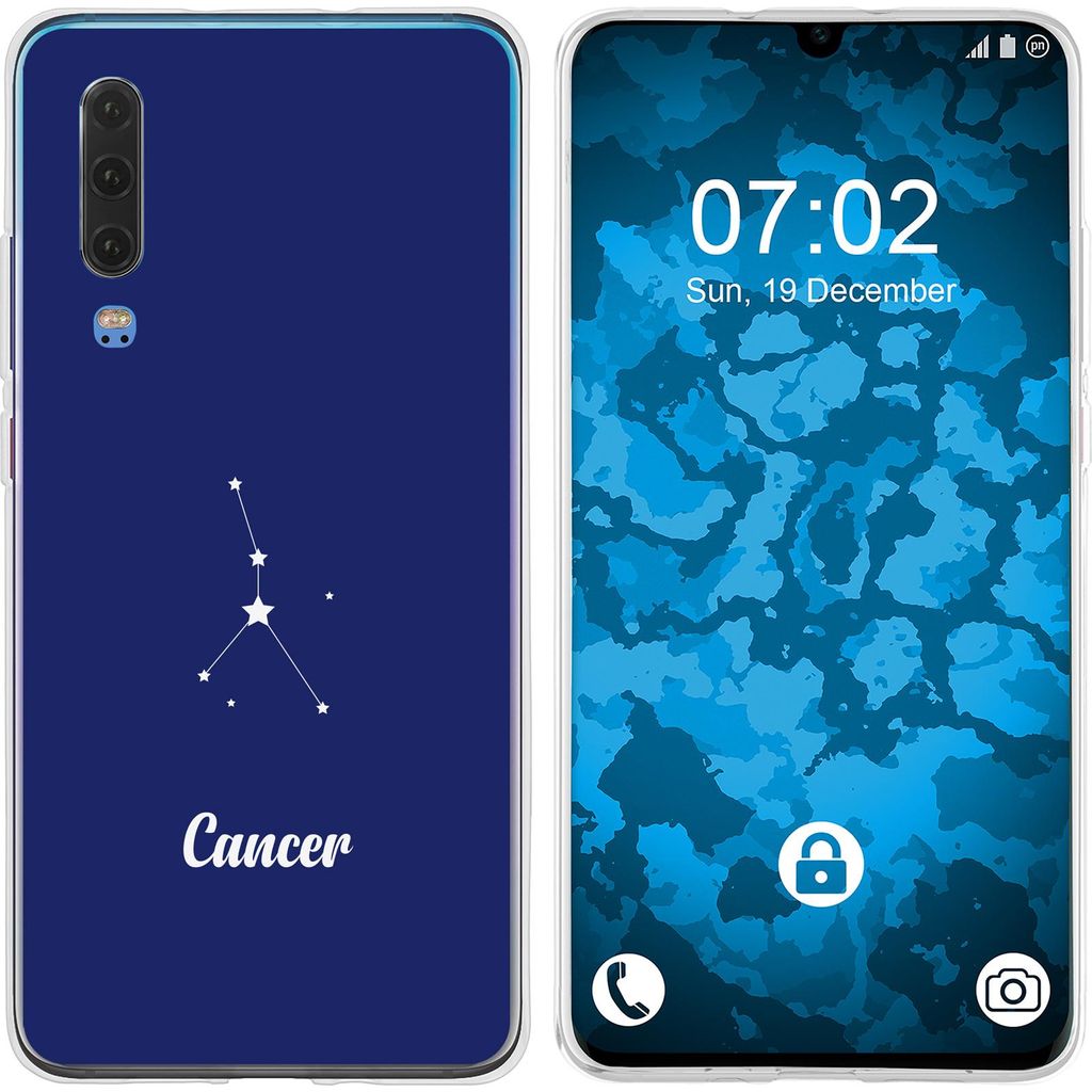 PhoneNatic Case kompatibel mit Huawei P30 Silikon-Hülle SternzeichenCancer M3