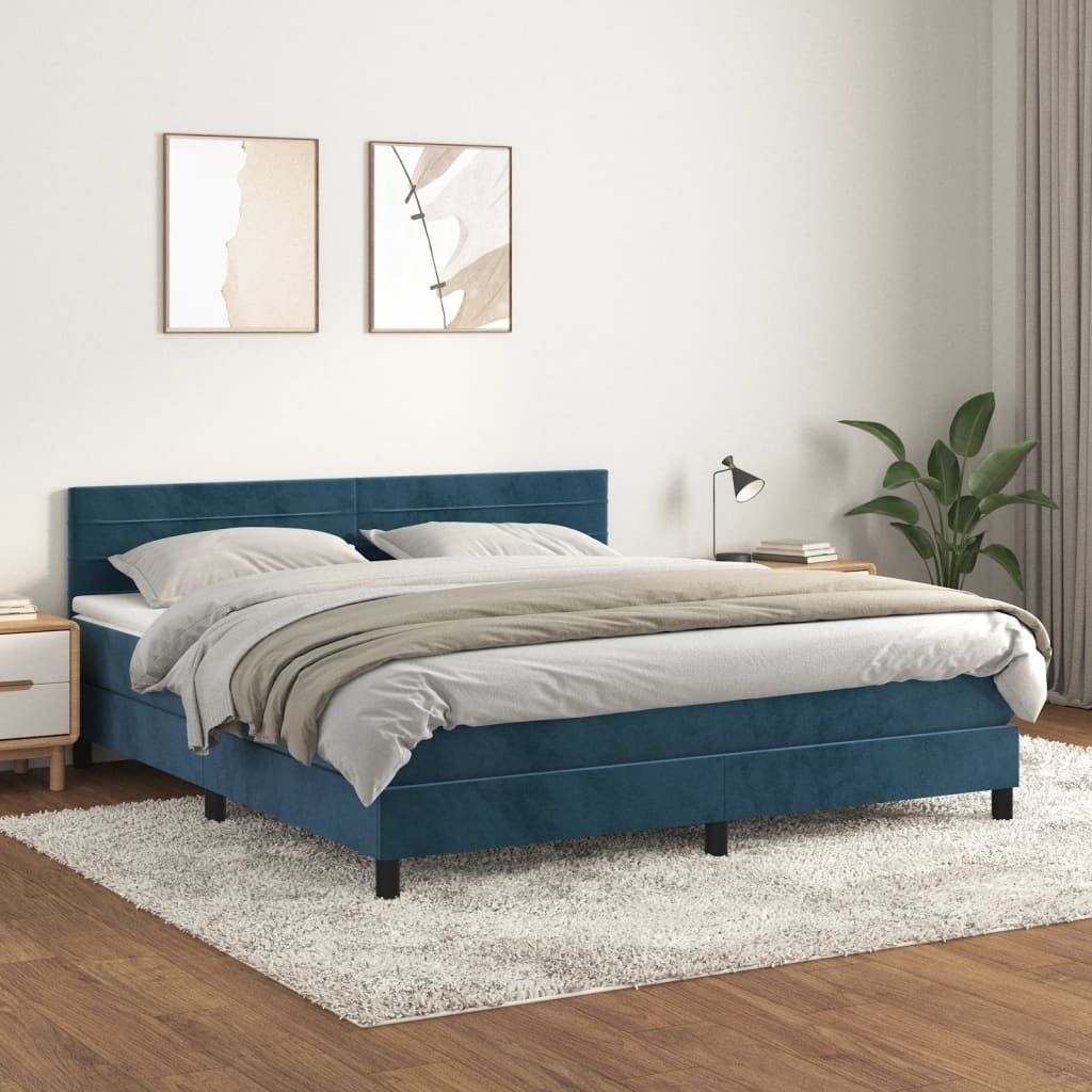 Maison Exclusive - Boxspringbett mit Matratze Dunkelblau 160x200 cm Samt