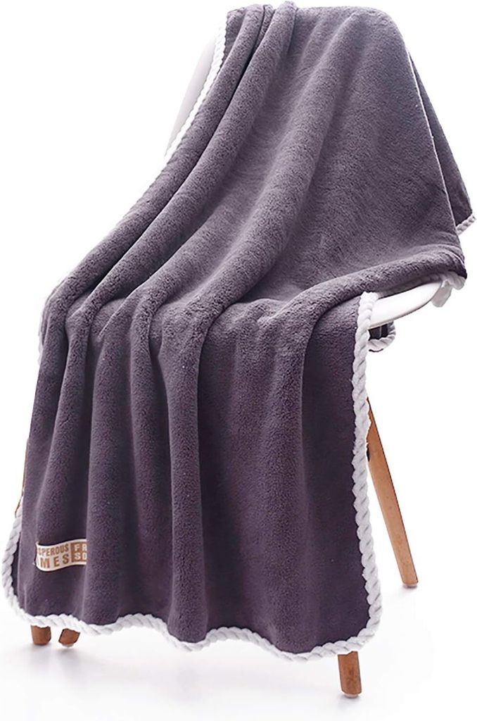 Strandtuch und Badetuch, hautfreundliches und weiches Badetuch, starke Wasseraufnahme, extra dickes Baumwollbadetuch (Grau:140×70cm)