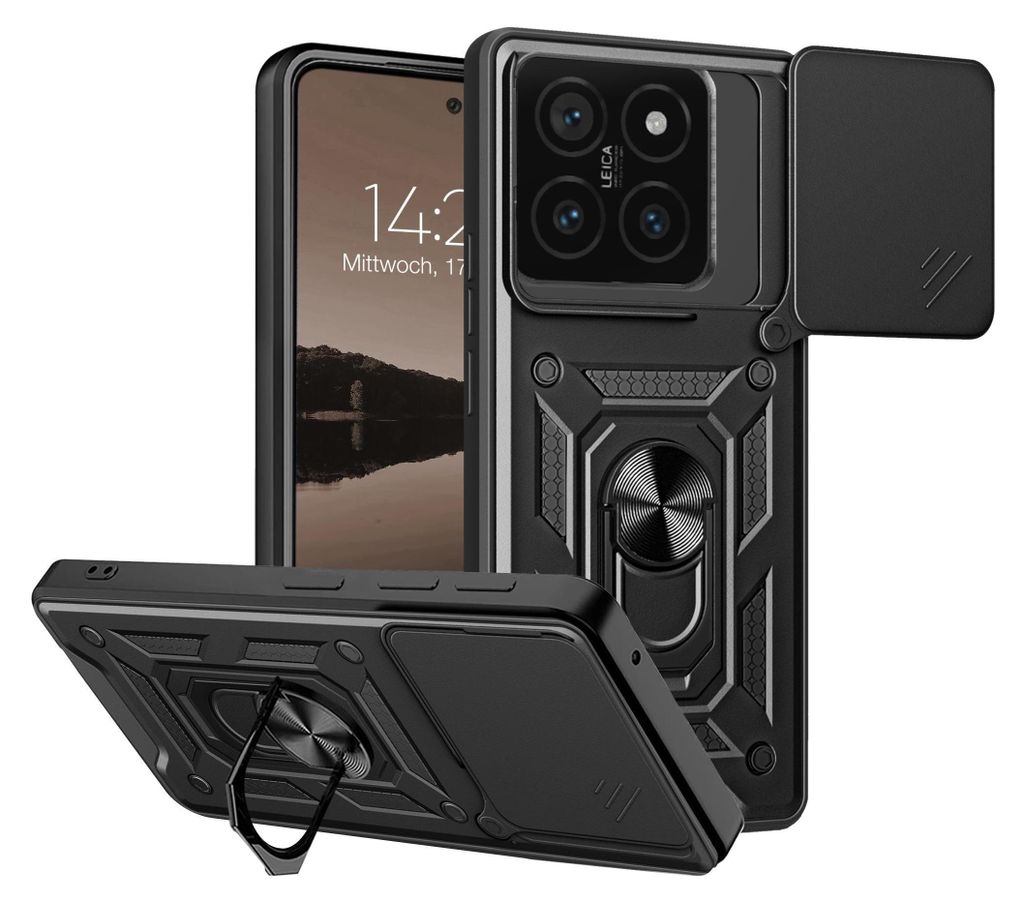 Armor Handyhülle für Xiaomi 14T Pro Kameraschutz Handy Panzer Case Cover Schutzhülle Outdoor Farbe: Schwarz