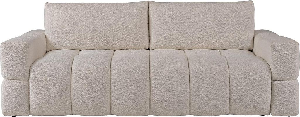 Dreisitziges Schlafsofa aus cremefarbenem Bouclette-Stoff ISSORO II