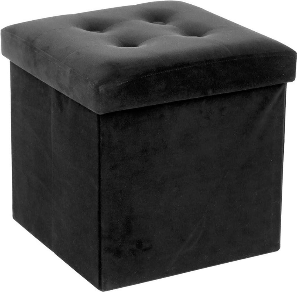 Eazy Living Pouf + Aufbewahrungsbox Milou Samt Schwarz