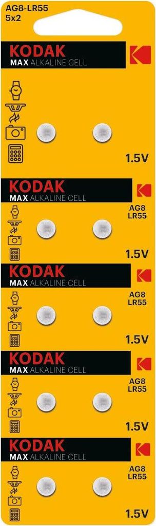 KODAK Max Alkaline AG8 / LR55 / 391 / 1,5V / BP10 Produktbild 