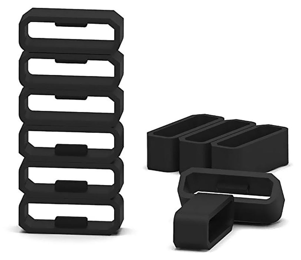 10 Stueck 18mm Silikon Ersatz Sichere Ringe Uhrenarmband Verschluesse Band Keepers Strap Loops Kompatibel mit GARMIN Watch, Schwarz