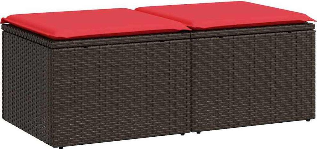 2-tlg. Garten-Sofagarnitur mit Kissen Braun Poly Rattan Akazie