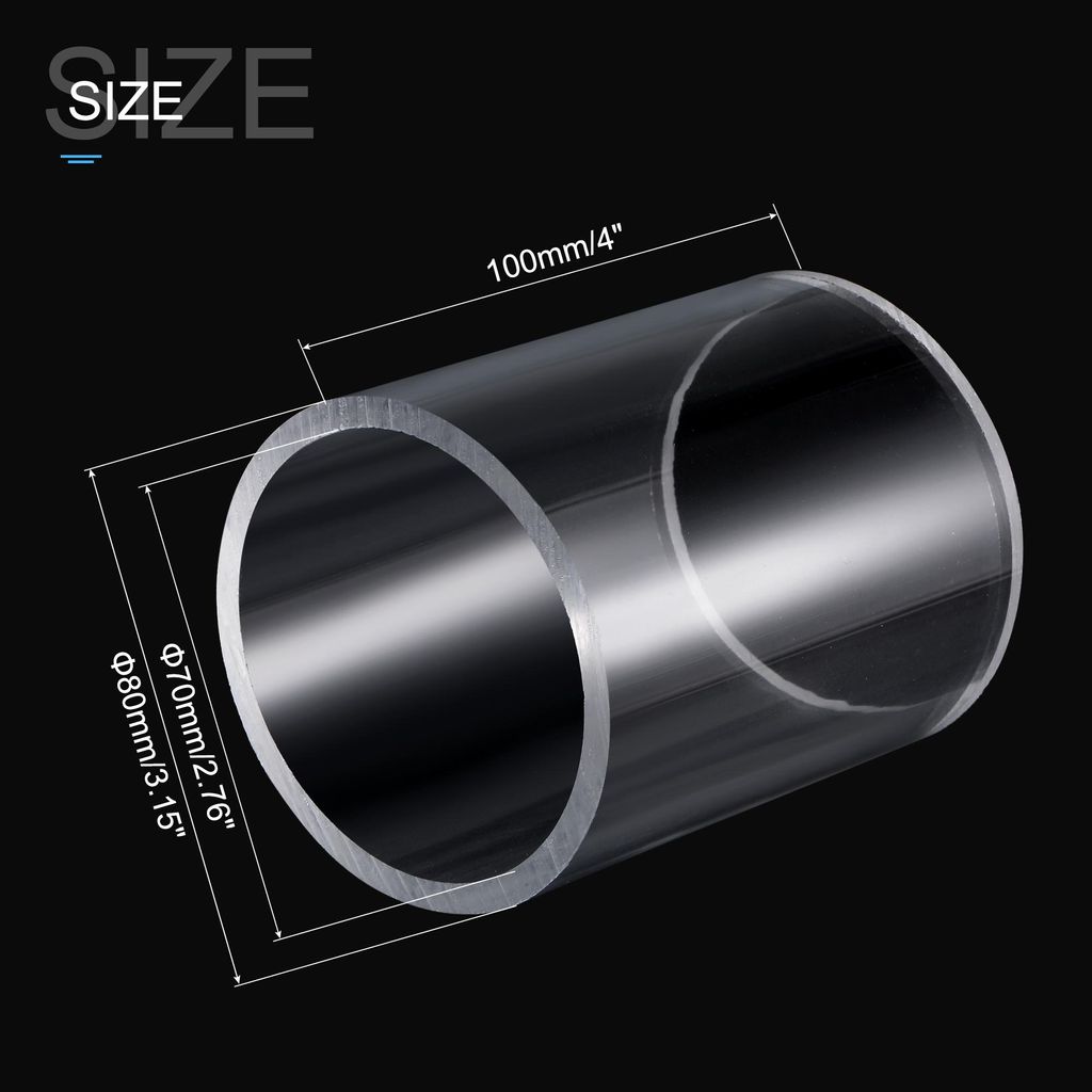 PVC Transparent Rohr, Innendurchmesser 70mm Durchmesser 80mm L?NGE 100mm Acryl Kunststoffrohr fš¹r Lampenbau, Stehlampen, M?bel