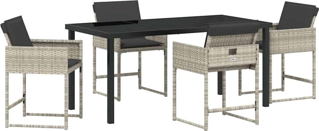vidaXL Garten Essgruppe 5 pcs Hellgrau Poly-Rattan